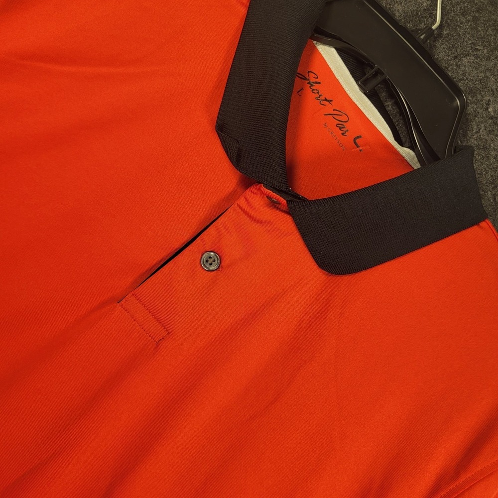 Short Par 4 By Greyson Shirt Men's L Red Short Sleeve Polo Solid Performance